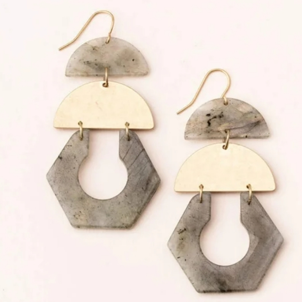 Scout Cut Out Earrings Labradorite The Stone Of Magic Gold & Grey